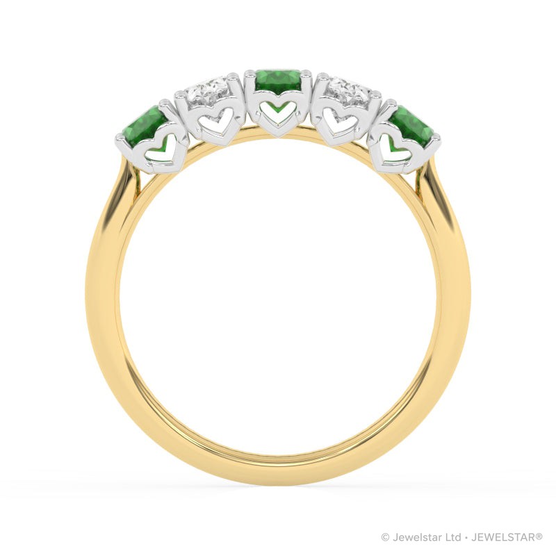 R-89165-EM-Y  Lab Diamond & Emerald Five Stone Ring