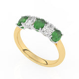 R-89165-EM-Y  Lab Diamond & Emerald Five Stone Ring F/VS (EGL Report Included)