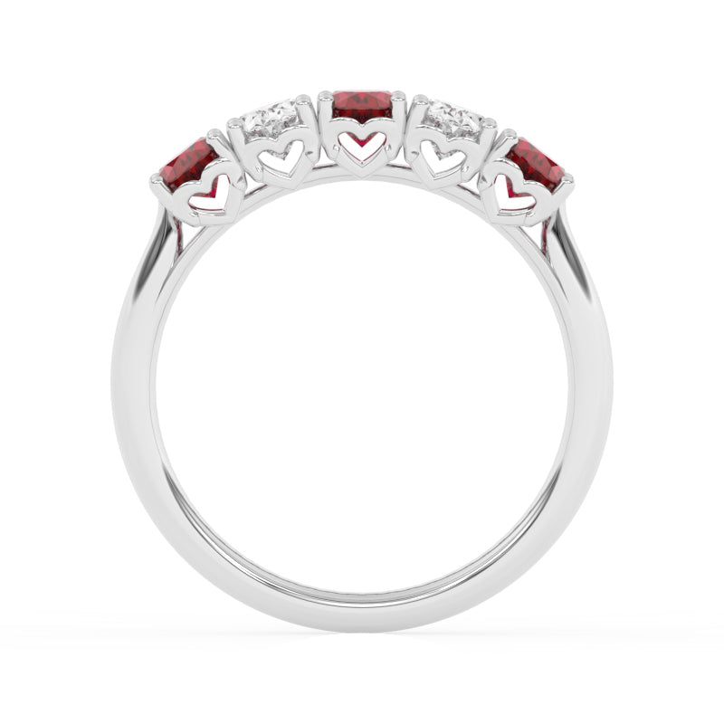 R-89165-RU-W  Lab Diamond & Ruby Five Stone Ring
