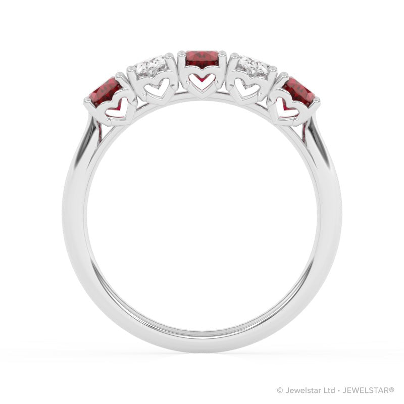 R-89165-RU-W  Lab Diamond & Ruby Five Stone Ring