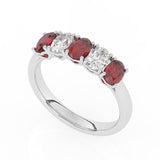 R-89165-RU-W  Lab Diamond & Ruby Five Stone Ring F/VS (EGL Report Included)