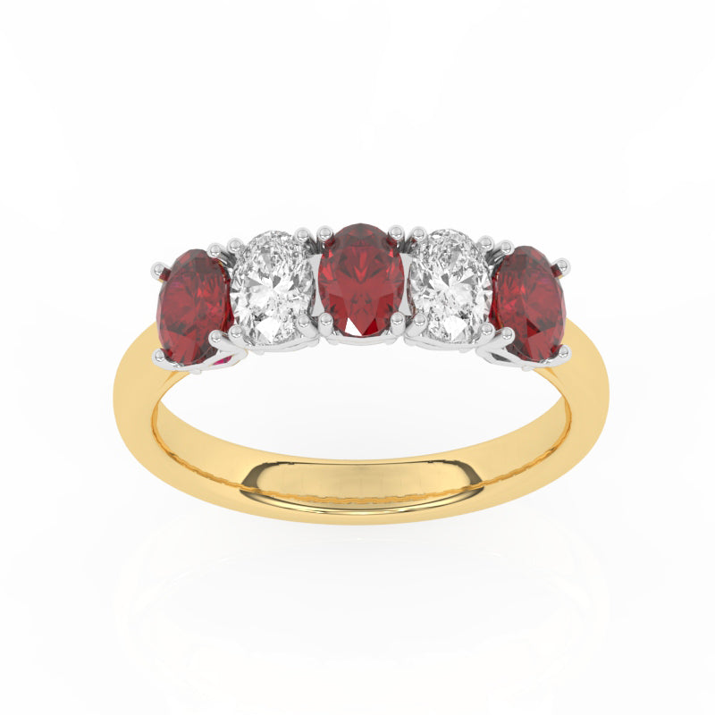 R-89165-RU-Y  Lab Diamond & Ruby Five Stone Ring