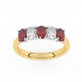 R-89165-RU-Y  Lab Diamond & Ruby Five Stone Ring F/VS (EGL Report Included)