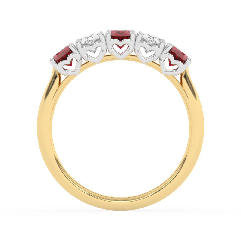 R-89165-RU-Y  Lab Diamond & Ruby Five Stone Ring