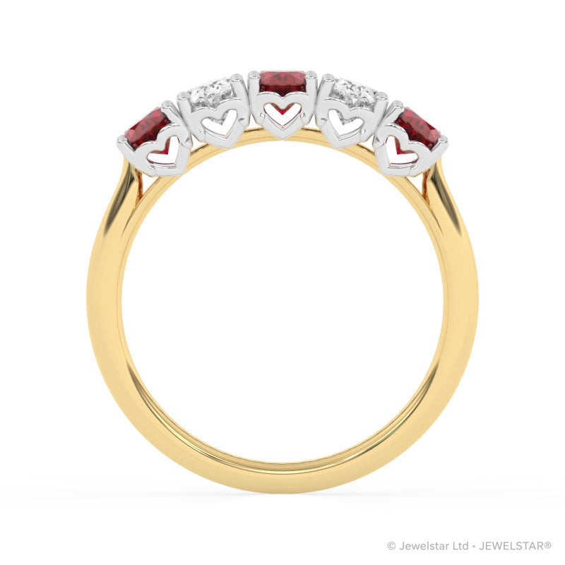R-89165-RU-Y  Lab Diamond & Ruby Five Stone Ring