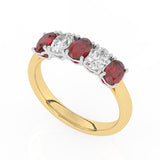 R-89165-RU-Y  Lab Diamond & Ruby Five Stone Ring F/VS (EGL Report Included)
