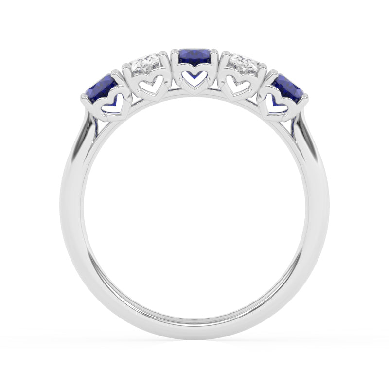 R-89165-SA-W  Lab Diamond & Sapphire Five Stone Ring