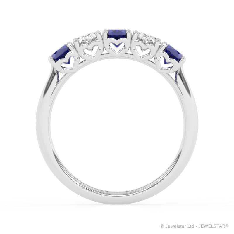 R-89165-SA-W  Lab Diamond & Sapphire Five Stone Ring