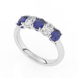 R-89165-SA-W  Lab Diamond & Sapphire Five Stone Ring F/VS (EGL Report Included)