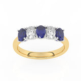 R-89165-SA-Y  Lab Diamond & Sapphire Five Stone Ring F/VS (EGL Report Included)