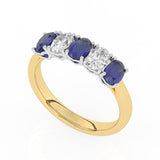 R-89165-SA-Y  Lab Diamond & Sapphire Five Stone Ring F/VS (EGL Report Included)