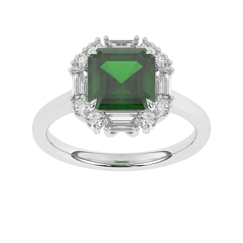R-89800-EM-W  Diamond & Emerald Dress Ring