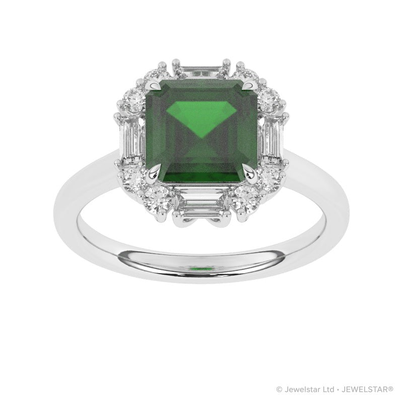 R-89800-EM-W  Diamond & Emerald Dress Ring