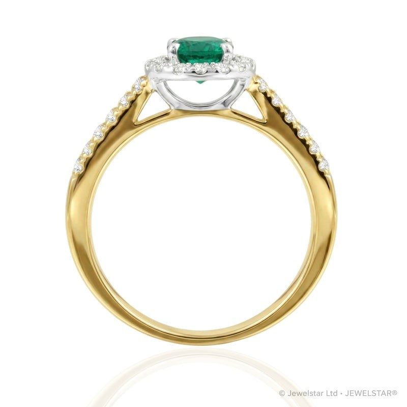 R-92487-EM-Y  Diamond & Emerald Cluster Ring
