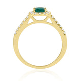 R-92487-EM-Y - Diamond & Emerald Cluster Ring