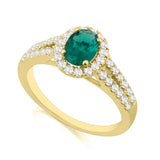 R-92487-EM-Y  Diamond & Emerald Cluster Ring