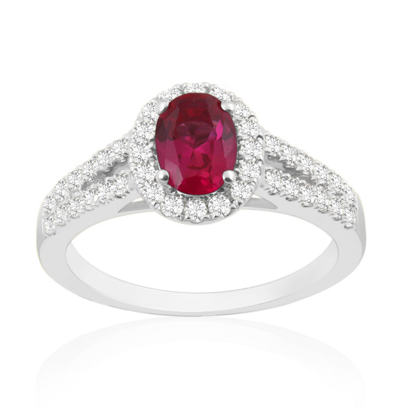 R-92487-RU-W  Diamond & Ruby Cluster Ring