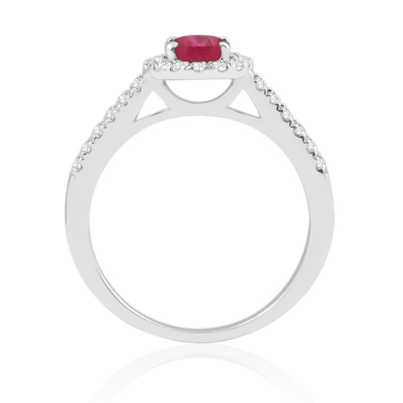 R-92487-RU-W  Diamond & Ruby Cluster Ring