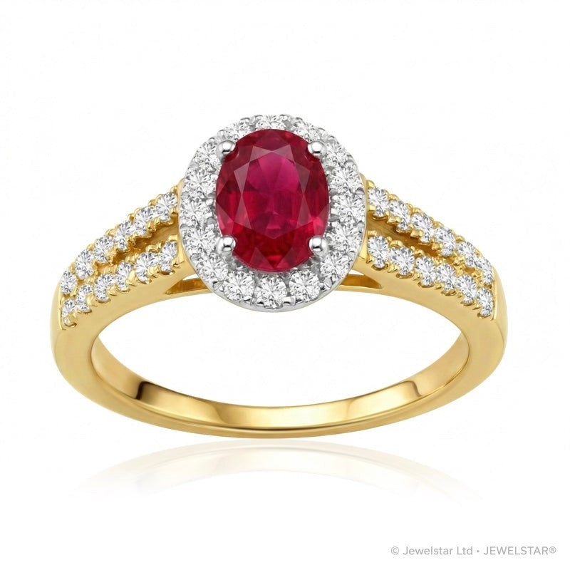 R-92487-RU-Y  Diamond & Ruby Cluster Ring
