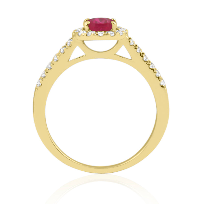 R-92487-RU-Y  Diamond & Ruby Cluster Ring