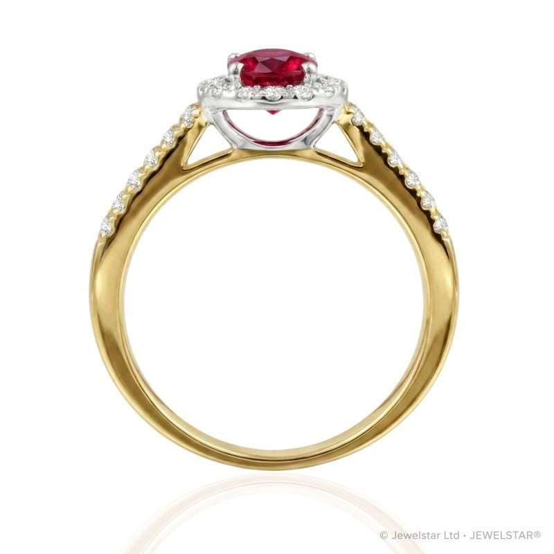R-92487-RU-Y  Diamond & Ruby Cluster Ring
