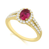 R-92487-RU-Y  Diamond & Ruby Cluster Ring