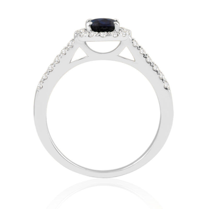 R-92487-SA-W  Diamond & Sapphire Cluster Ring