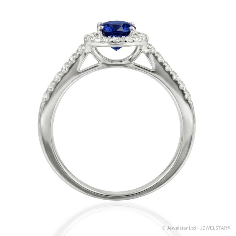 R-92487-SA-W  Diamond & Sapphire Cluster Ring