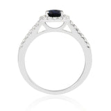 R-92487-SA-W - Diamond & Sapphire Cluster Ring