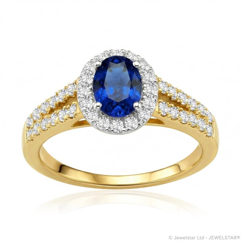 R-92487-SA-Y  Diamond & Sapphire Cluster Ring