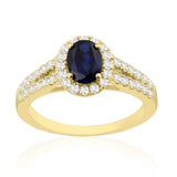 R-92487-SA-Y - Diamond & Sapphire Cluster Ring