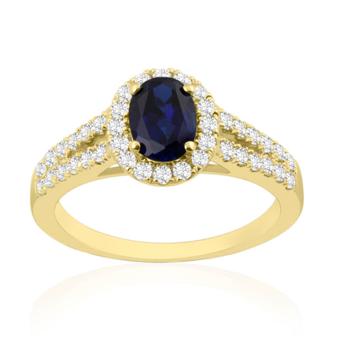 R-92487-SA-Y  Diamond & Sapphire Cluster Ring