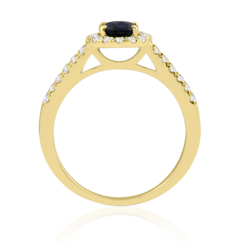 R-92487-SA-Y  Diamond & Sapphire Cluster Ring