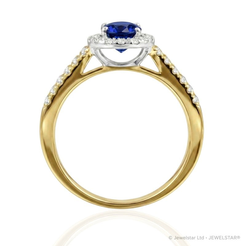 R-92487-SA-Y  Diamond & Sapphire Cluster Ring