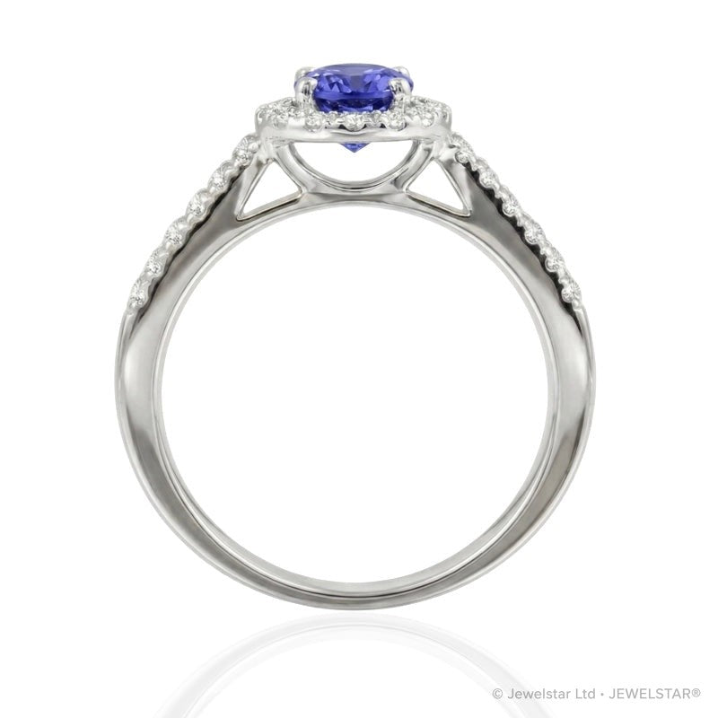 R-92487-TZ-W  Diamond & Tanzanite Cluster Ring