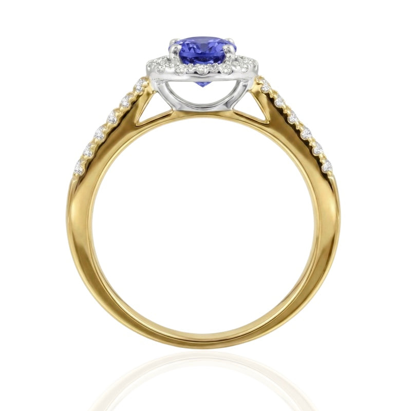 R-92487-TZ-Y  Diamond & Tanzanite Cluster Ring