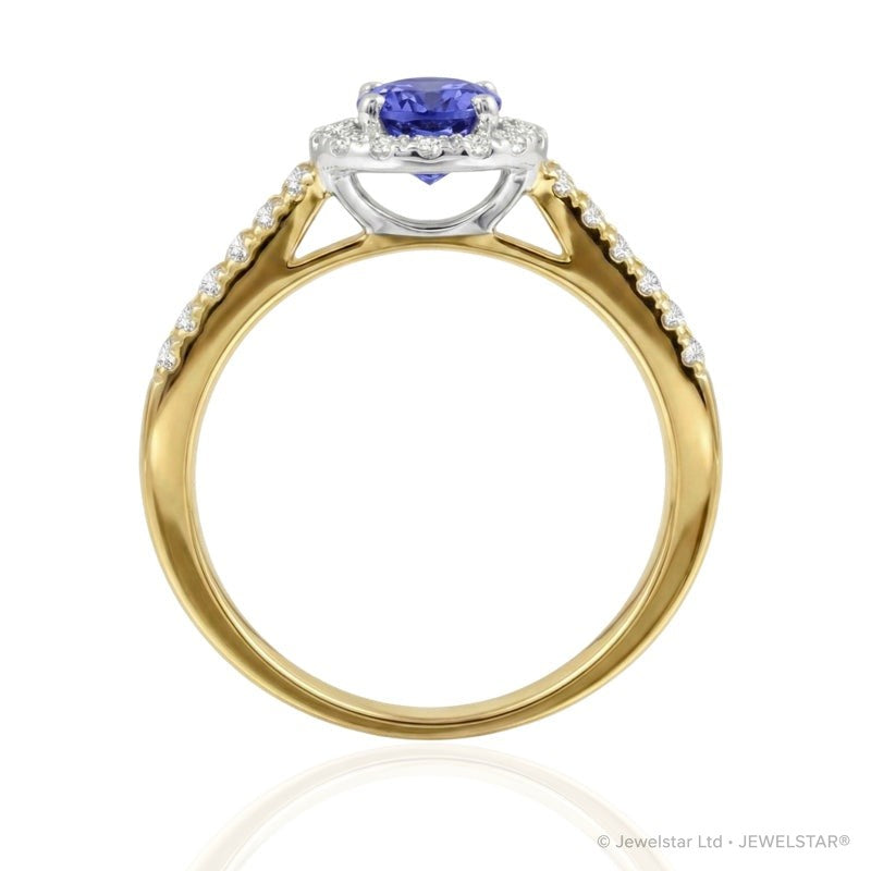 R-92487-TZ-Y  Diamond & Tanzanite Cluster Ring