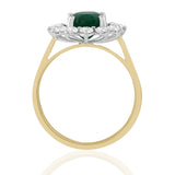 R-97080-EM-Y  Diamond & Emerald Cluster Ring