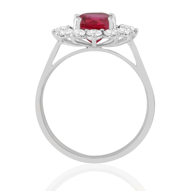 R-97080-RU-W  Diamond & Ruby Cluster Ring