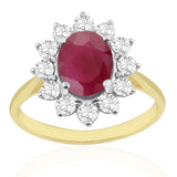 R-97080-RU-Y  Diamond & Ruby Cluster Ring