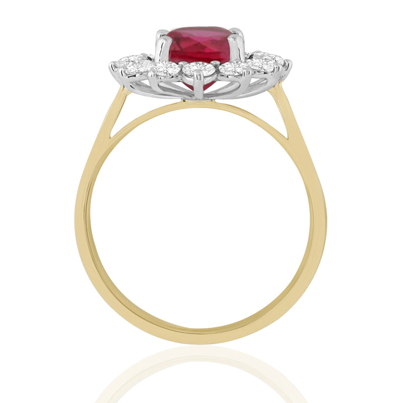 R-97080-RU-Y  Diamond & Ruby Cluster Ring