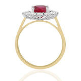 R-97080-RU-Y  Diamond & Ruby Cluster Ring