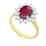 R-97080-RU-Y  Diamond & Ruby Cluster Ring
