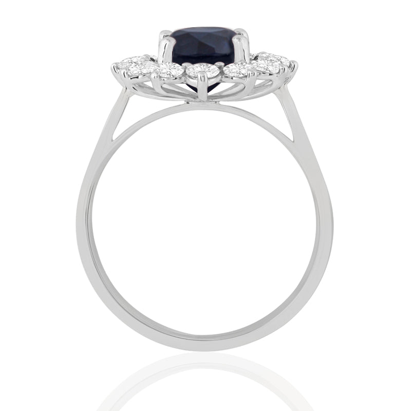 R-97080-SA-W  Diamond & Sapphire Cluster Ring