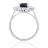 R-97080-SA-W  Diamond & Sapphire Cluster Ring