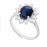 R-97080-SA-W  Diamond & Sapphire Cluster Ring