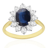 R-97080-SA-Y  Diamond & Sapphire Cluster Ring