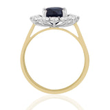 R-97080-SA-Y  Diamond & Sapphire Cluster Ring