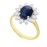 R-97080-SA-Y  Diamond & Sapphire Cluster Ring