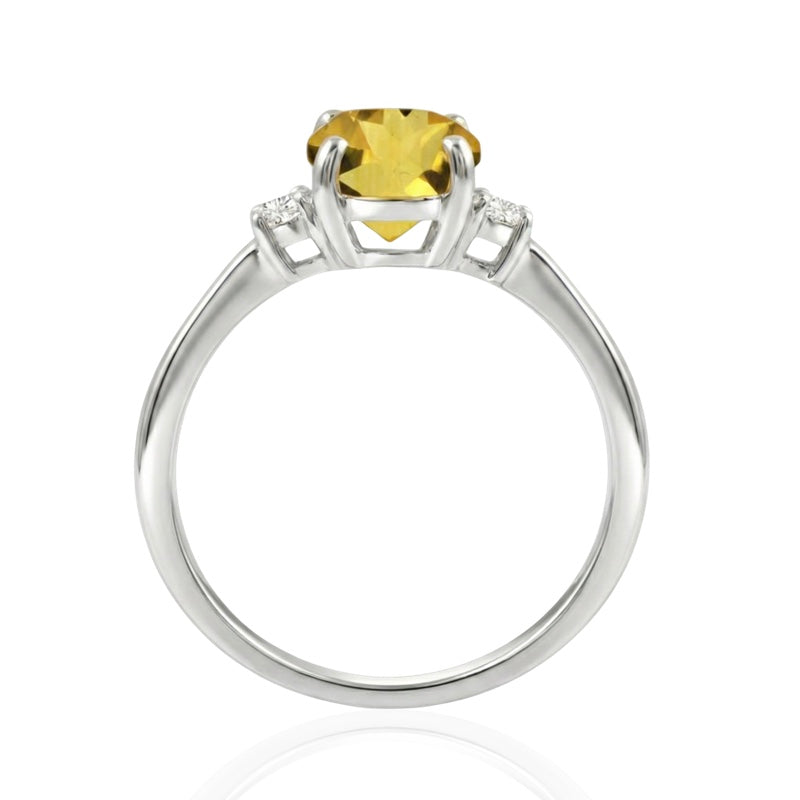 R-44663-CT-W  Diamond & Citrine Three Stone Ring